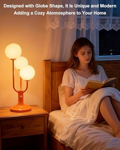 Lightdot Vintage Orange Table Lamp Dimmable Globe Lamp G9 3 Bulbs Included - Image 5