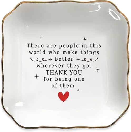 Thank You Gifts for Women, Ceramic Jewelry Dish Ring Tray by Vancsenia