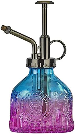 Glass Plant Mister Spray Bottle Indoor Watering Can 6.4inch Tall with Bronze Plastic Top Pump Vintage Small Plant for Outdoor Garden Succulent Flower by UPCSKDA