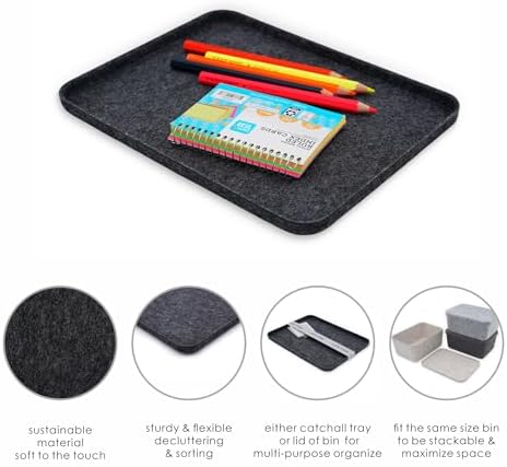 Welaxy felt tray Charcoal Lid for Storage Bin Drawer Organizer Cap of Box - Image 6
