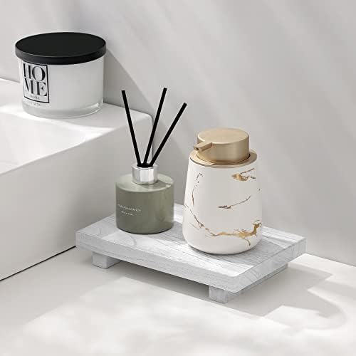 Wood Bathroom Tray Farmhouse Decor Kitchen Soap Holder, 9"x6" White - Image 2