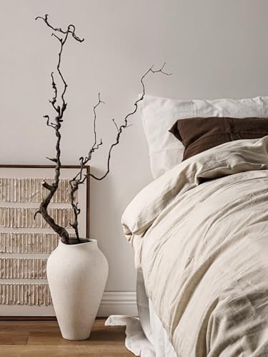 White Ceramic Vase - Large 13.6 Inch Tall Floor Vase for Centerpieces, Farmhouse Flower Vases, Rustic Minimalist Home Decor for Living Room, Enterway, Wedding (Sandstone White) - Image 3