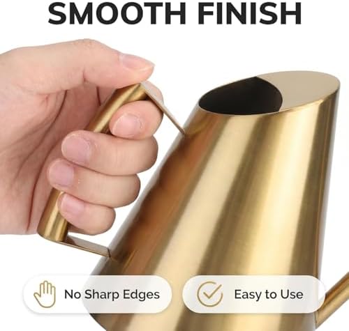 50.8 oz Watering Can Indoor Plants Stainless Steel Plant Waterer Watering Pot Sprinkle Pot Garden Flowers Plants Flower Tool Gold Watering Can with Long Spout (1500ml) - Image 6