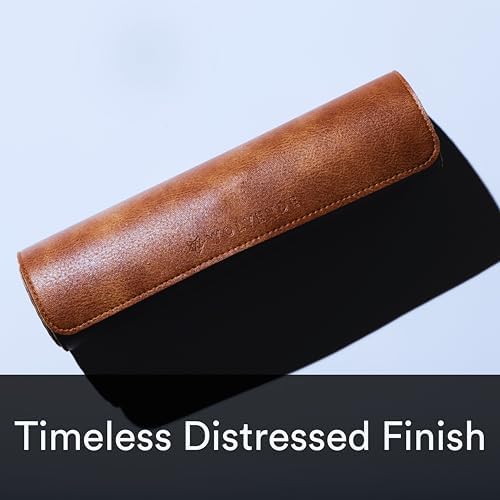 Premium Distressed Faux Vegan Leather Desk Mat | Multifunctional Desk Pad for Home Office | (Brown/Tan, 12" x 36") - Image 6