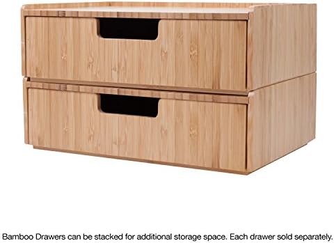 Mobilevision Bamboo Drawer, Stackable Storage Solution for office products pens, pencils, scissors, notepads, business cards and more - Image 3