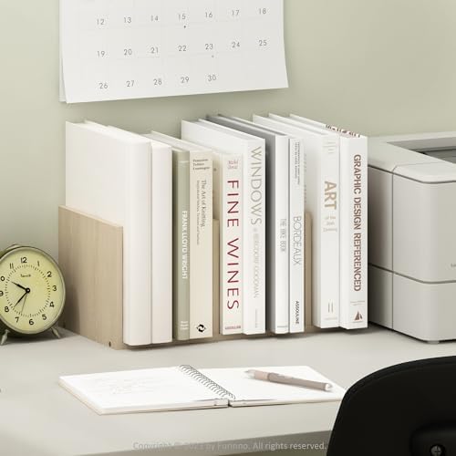 Furinno HERMITE Desk File Folder Organizers, 5-Space Vertical Desktop Office Organization Racks, Desk Top Display Book Shelf, for Paper, Office Supplies, Magazine, Bauhaus Oak - Image 2