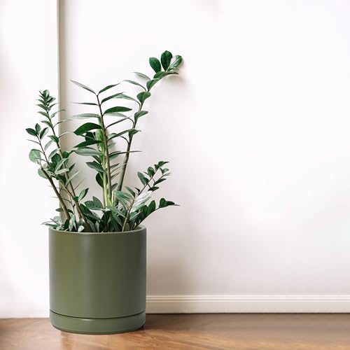 D'vine Dev 8.2 Inch Ceramic Planter Pot, Olive, 94-O-D-J - Image 2