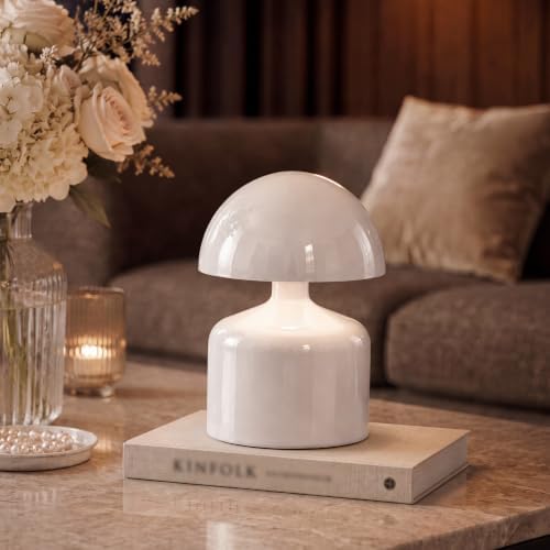 Mini Mushroom Rechargeable Table Lamp Cordless, White by Unknown