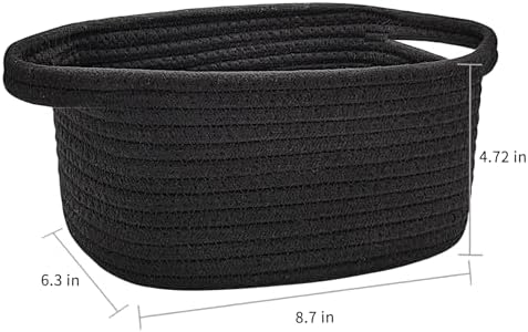 ABenkle Small Storage Basket, Mini Basket, Cute Tiny Cotton Rope Woven Shelf Basket, Boho Decorative Toy Storage Bin Gift Basket - Image 2