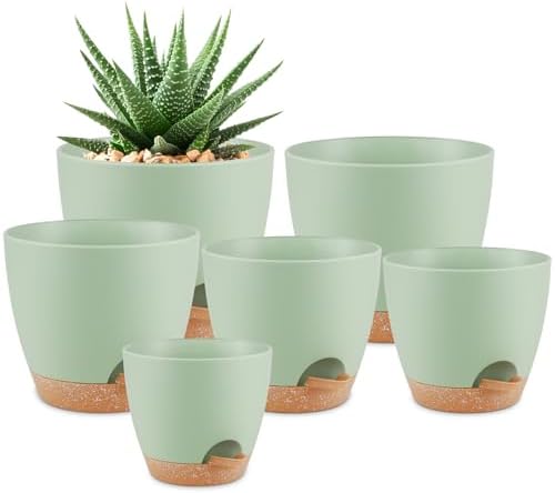 QRRICA 8/7/6.5/6/5.5/5 Inch Self Watering Pots for Indoor/Outdoor Plants by QRRICA