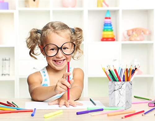 Pen Holder, Stand for Desk Pencil Cup for Girls Kids Durable Ceramic Desk Organizer Makeup Brush Holder for Office, Classroom, Home, White Marble - Image 6