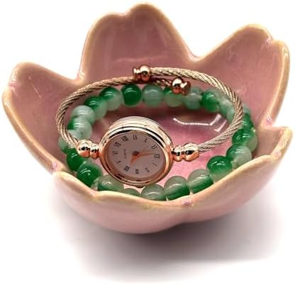 Pink Flower Ring Dish Jewlery Tray, Small Ceramic Jewelry Dish Tray Room Nightstand Decor Trinket Dish Bathroom Ring Holder Jewelry Plate Bowl Christmas Friendship Birthday Gifts for Women Mom - Image 6