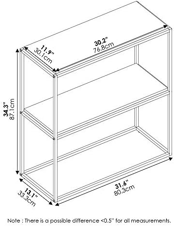Furinno Moretti 2-Tier Metal Frame Storage Shelves, Columbia Walnut - Image 3