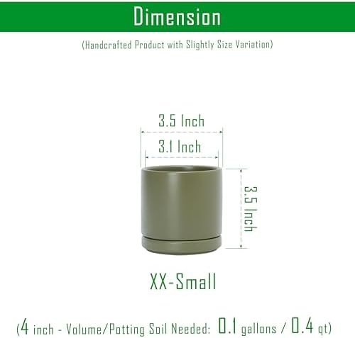 D'vine Dev 2-Pack Ceramic Pots with Saucers, Olive, 3.5 in, 94-V-A-J - Image 3