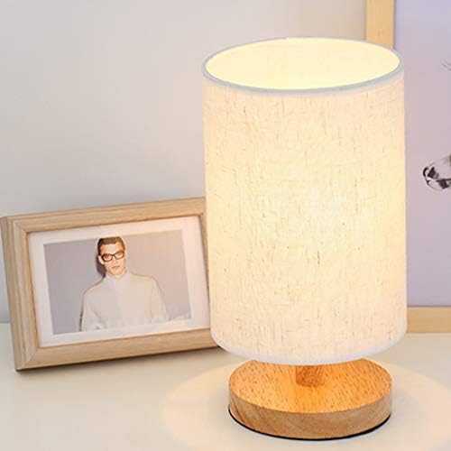 Desk Lamp Wooden Table Lamp 40W Ambient Night Light Minimalist Lamps for Nightstand Modern Aesthetic Bedside Lamps Night Stand Lamp Mood Lighting Home Bedroom Decor Cute Stuff (Beige) by Lovskoo