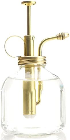 Plant Mister- Clear Color Glass Bottle & Brass Sprayer (Matt Gold) - Image 3