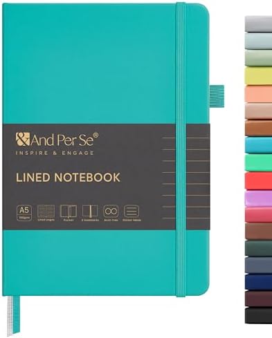 &And Per Se Lined Journal Notebook, 160 Pages, A5 5.7 x 8 inches College Ruled Thick Paper Notebook Journals for Writing, Hardcover Notebooks for Women Men Office School (1 Pack, Turquoise) by AndPerSe