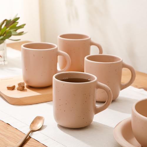 Bloomhouse - Two Time Oprah's Favorite Things Winner - Corsica Clay 4-Piece Mug Set – Prosecco Blush Pink Stoneware Coffee & Tea Cups, Durable Ceramic Drinkware - Image 4