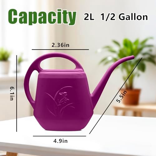 Plastic Watering Can - 1/2 Gallon - Rose Red - Image 2
