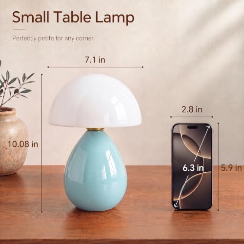 Dawnwake Mushroom Lamp Table Lamp for Bedroom-Small Desk Table Lamps,Blue - Image 6