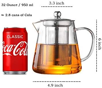 TMOST Glass Teapot with Infuser Tea Pot 950ml/32oz Tea Kettle Stovetop Safe Blooming and Loose Leaf Tea Maker Set (32oz/ 950ml) - Image 5