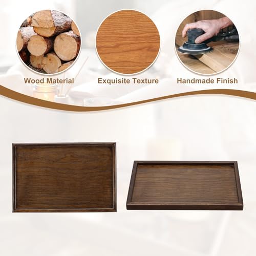 Wooden Serving Tray Rectangular Wood Serving Tray Decorative Platter, 11.8x7.9 Inch Fit for Home Decor Kitchen Coffee Table Candle Holder, (Brown) - Image 4