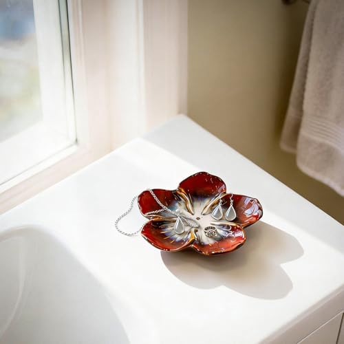 SEEDUSTRY Ceramic Jewelry Tray, Petal Ring Dish, Small Ceramic Jewelry Trinket Holder, Desktop Decoration, Dainty‌ Plate for Rings, Earrings, Necklace, Gifts for Mother Girlfriend Daughter Sister - Image 5