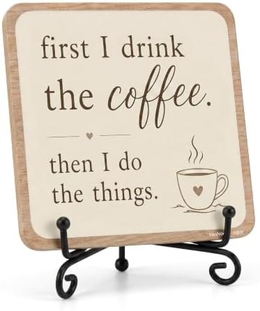 5x5 Inch Coffee Sign, Coffee Decor for Kitchen Home Coffee Bar by YanNookSigns
