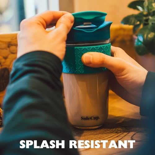 Large Travel Mug Loose Tea Infuser - Detachable Tea Strainer with Spill Proof Lid - 18oz/530ml BPA-Free Reusable Glass Travel Coffee Cup with Silicone Band (Blue, 18oz) - Image 3