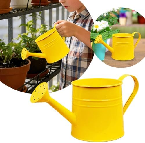 Small Watering Can, 1L Metal Flower Garden Watering Can, Gardening Tool Accessories for Outdoor Indoor Plants Lawn (Yellow) - Image 6