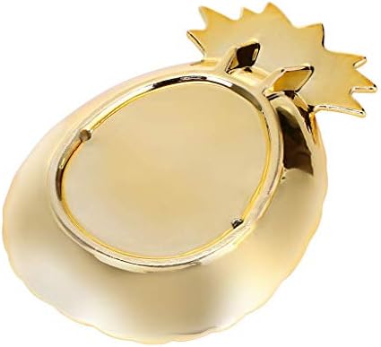 Lependor Ceramic Plate Jewelry Tray Jewelry Holder Jewelry Display - Ring Dish - Organizer for Keys - Phone - Jewelry - Watch - Wallet -Trinket - Best Wedding/Birthday - Big Size Golden Pineapple - Image 3