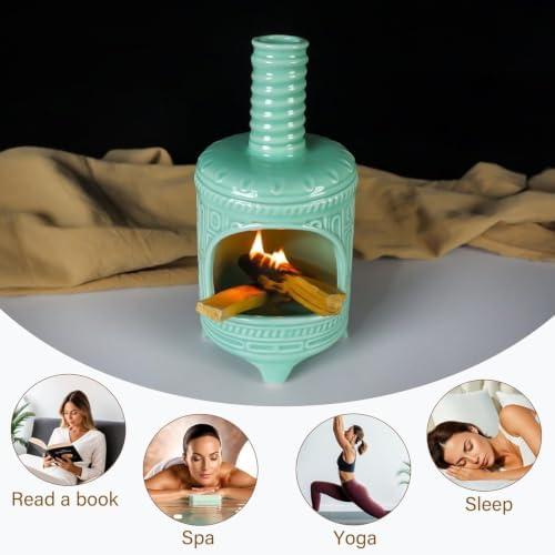 Mougigi Light Green Palo Santo Burner Holder-Mini Chiminea Smudging Bowl - Image 4