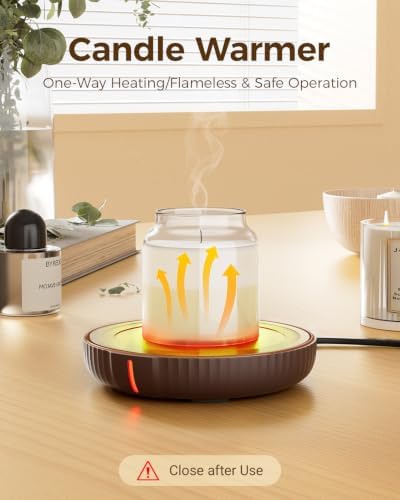HouseGem Large Candle Warmer Plate - Coffee Cup Mug Warmer for Desk, Candle Melter, Electric Mug Heater for Beverages, Milk & Tea, Coffee Accessories Ideal Gifts Keep Cup Warm (Brown) - Image 2
