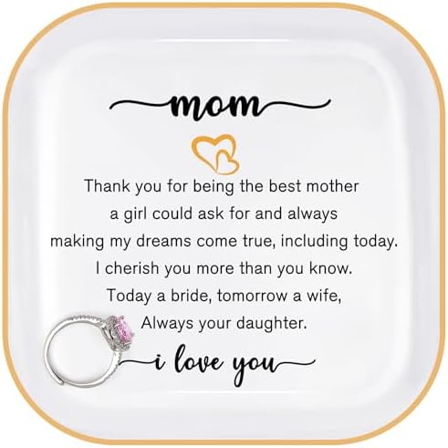PUDDING CABIN Mother of the Bride Gifts Jewlery Dish - Today a Bride, Tomorrow a Wife, Always Your Daughter - Wedding Day Gifts for Mom from Daughter in Law by PUDDINGCABIN
