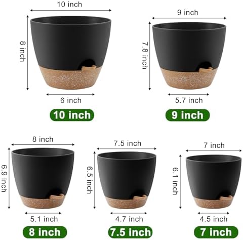 QRRICA 7/7.5/8/9/10 Inch Self Watering Pots for Indoor/Outdoor Plants - Image 3