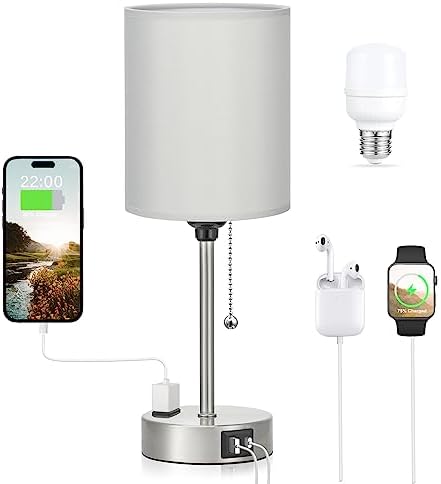 Small Bedside Table Lamp for Bedroom - Desk Lamp with USB Ports for Dorm by DicooolDirect