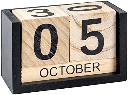 Notakia Wooden Gaobei Desk Blocks Calendar Perpetual Block Month Date Display (Large Black Wood Color) by Notakia
