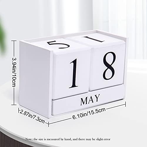 Notakia Wooden Gaobei Desk Blocks Calendar Perpetual Block Month Date Display (Large white) - Image 4