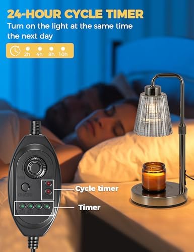 Silver Gray Candle Warmer Lamp with 24h Cycle Timer, Dimmable Wax Warmer - Image 4