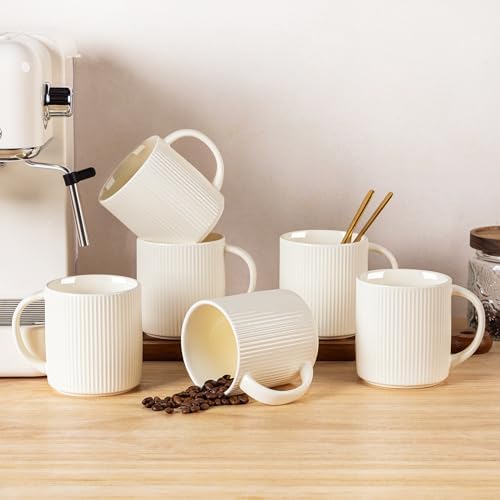 theterra Ceramic Coffee Mugs Set of 6, 14.2 oz Coffee Cups with Handle by TheTerra