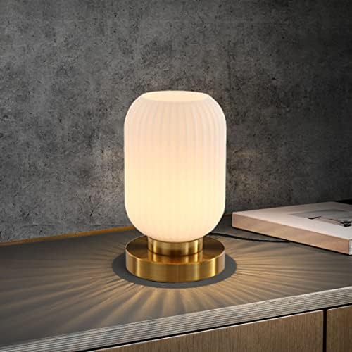 Modern Glass Table Lamp with Ribbed Shade, White, 10.6 x 5.9 inches, E26, for Bedside Bedroom Living Room Office - Image 3
