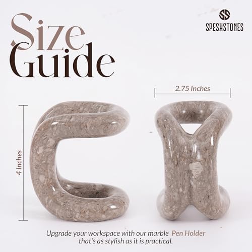 Marble Pen Holder for Desk, 4 Inch Stone Pencil Holder - Image 6