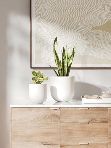 LE TAUCI 8 Inch Ceramic Plant Pot, Indoor Planter, White - Image 3