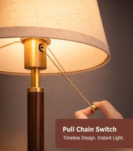 JOOFO Mid Century Wood Table Lamp with Pull Chain, Bedside Lamp. - Image 2