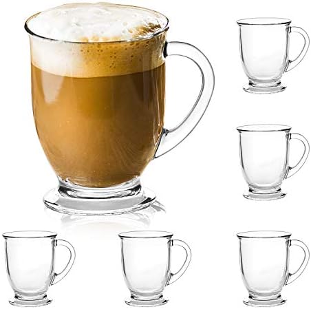 Accguan 15oz/450ml Glass Coffee Mugs with Handles Set of 6 by Accguan