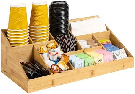 happimess Bambury 18" Cup and Condiment Station Bamboo Organizer, Natural by Happimess