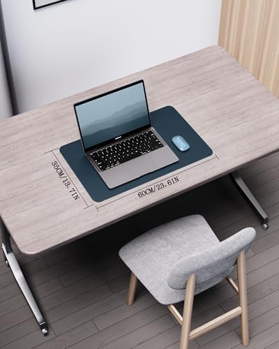 YSAGi Double-Sided Desk Pad, 23.6"x13.7"Leather Desk Mat, Eco Cork Desk Pad Protector,Large Mouse Pad,Waterproof Desk Blotter for Office/Home(Dark Blue) - Image 2