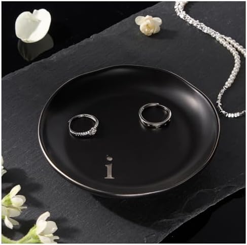 Lolalet Handmade Ceramic Ring Dish Jewelry Tray Plate with Initial, Small Monogram Gift for Her Women Girls Mother, Hostess, Engagement, Bridal Shower, Maid of Honor, Bridesmaid, Birthday, Christmas by Lolalet