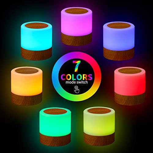 Nursery Night Light for Kids, USB Rechargeable Small Desk Lamp,13 RGB Colors & 4 Brightness & 1 Remote, Touch Bedside Cordless Table Lamp, Portable Night Lamp for Bedroom Living Room Home (Brown) - Image 6
