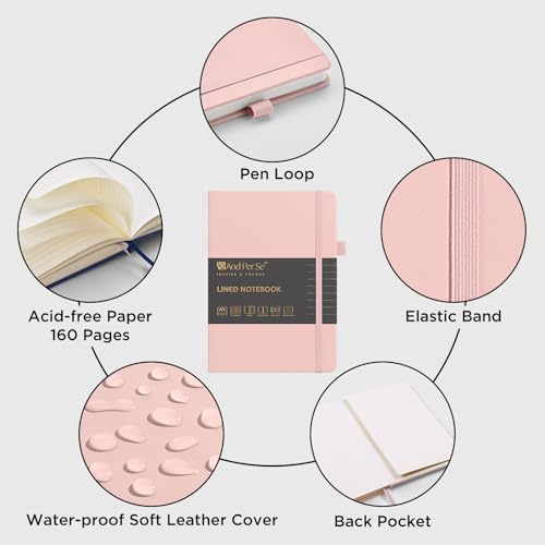 &And Per Se Lined Journal Notebook, 160 Pages, A5 5.7 x 8 inches College Ruled Thick Paper Notebook Journals for Writing, Hardcover Notebooks for Women Men Office School (1 Pack, Pink) - Image 4